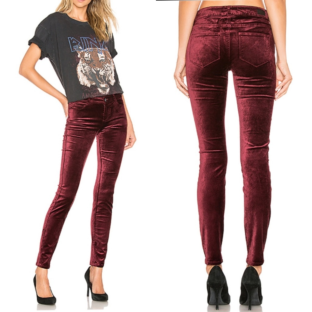 Paige Verdugo Ultra Skinny Velvet in Dark Currant